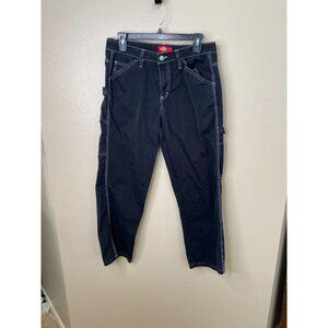 Dickies Womens Black Carpenter Pants 7/28‎ Durable Cotton Double Pockets Cargo